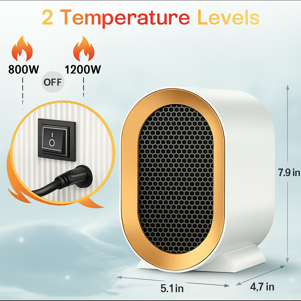 Mini Desktop Electric Heater – Portable 220V PTC Ceramic Fan for Instant Warmth at Home or Office
